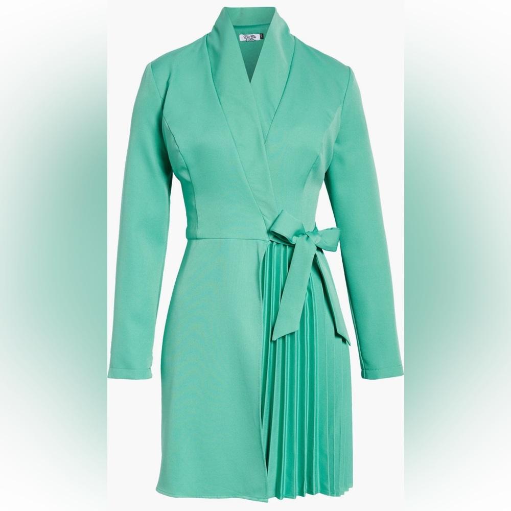 Chi Chi London Faux Wrap Green Pastel Dress Size 10